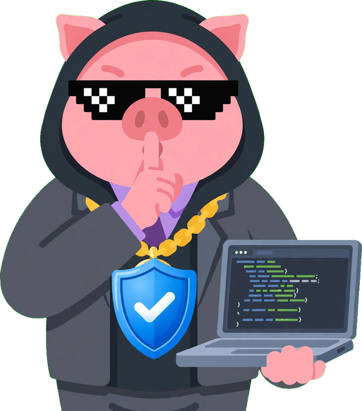 Capi, la mascota de FinanzAcademy, vestido de hacker ético protegiendo tus datos